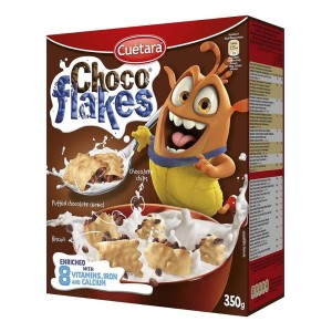 Готовые сухие завтраки с шоколадом и шоколадным воздушным рисом, 350 гр., Cuetara