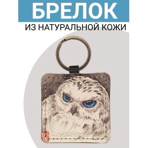 Брелок из натуральной кожи с принтом "Полярная сова", Eshemoda