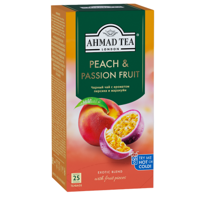 Чай черный Персик-Маракуйя в пакетиках, 25х1.5гр., Ahmad Tea