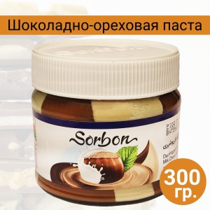 Шоколадно-ореховая паста: темный и белый шоколад+фундук, 300гр., Sorbon