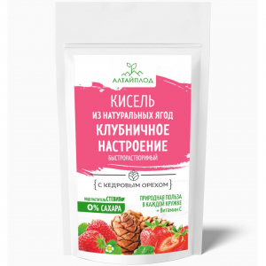 Кисель "КЛУБНИЧНОЕ НАСТРОЕНИЕ" с кедровыми орешками с экстрактом стевии (без сахара), 160 грамм, АлтайПлод