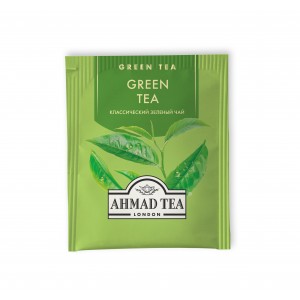 Зеленый чай, пакетики с ярлычками, в конвертах из фольги 25х2г, Ahmad Tea
