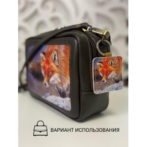 Брелок из натуральной кожи с принтом "Москва-сити", Eshemoda Брелок из натуральной кожи с принтом "Москва-сити", Eshemoda