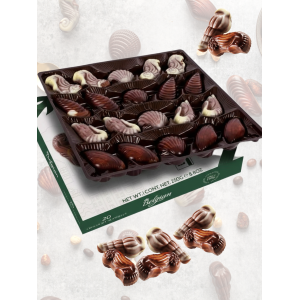 Шоколадные конфеты Chocolate Seashells, коробка с зеленым бантом, 250 гр.,The Belgian