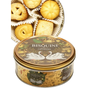 Датское сдобное печенье "Лебединая верность", (коричневый фон), 150 гр., Bisquini Датское сдобное печенье "Лебединая верность", (коричневый фон), 150 гр., Bisquini