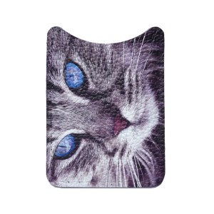 Футляр  для карты, кожаный, вертикальный "Тигровый кот", темно-серый, Eshemoda