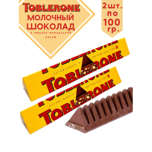 Шоколад молочный TOBLERONE с медово-миндальной нугой, 2шт по 100 гр. Шоколад молочный TOBLERONE с медово-миндальной нугой, 2шт по 100 гр.