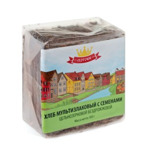 Хлеб мультизлаковый с семенами, Old Town, цельнозерновой бездрожжевой 450 грамм