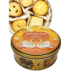 Датское сдобное печенье "Лебединая верность", (желтый фон), 150 гр., Bisquini Датское сдобное печенье "Лебединая верность", (желтый фон), 150 гр., Bisquini