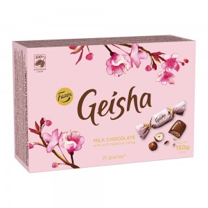 Конфеты "Geisha" из молочного шоколада, с нежной ореховой начинкой,150 гр., Fazer