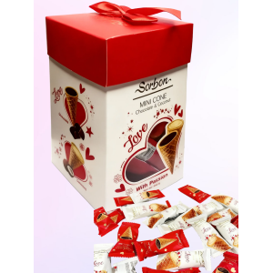 Конфеты вафельные мини-рожки в праздничной упаковке, ассорти, 200гр., Sorbon