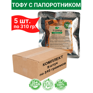 Тофу с папоротником, в авторском соусе, соевый продукт, 5 уп по 300 гр., Green East