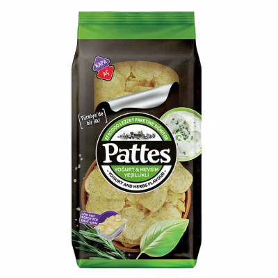 Картофельные чипсы "Pattes", йогурт и травы, 12уп по100гр.