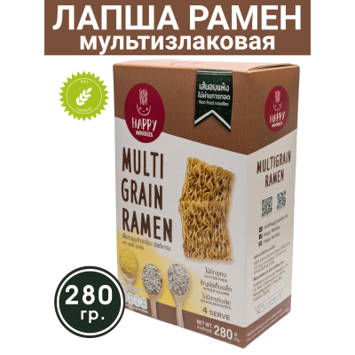 Лапша рамен мультизлаковая, 280гр., Happy Noodle