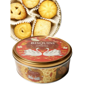 Датское сдобное печенье "Лебединая верность", (оранжевый фон), 150 гр., Bisquini Датское сдобное печенье "Лебединая верность", (оранжевый фон), 150 гр., Bisquini