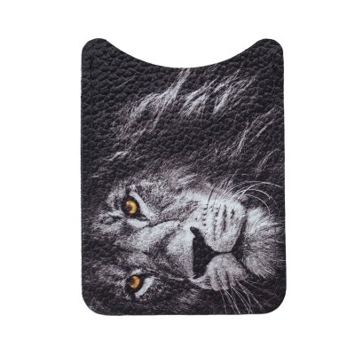 Футляр для карты, кожаный, вертикальный "Серебряный лев", оборот - черный, Eshemoda