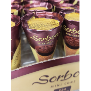Вафельные рожки с шоколадной начинкой и фундуком, 24шт по 25гр, Sorbon