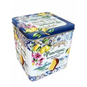 Кекс Панеттоне с лимонным кремом, 500гр., в красочной жестяной коробке, Valentino (Италия)