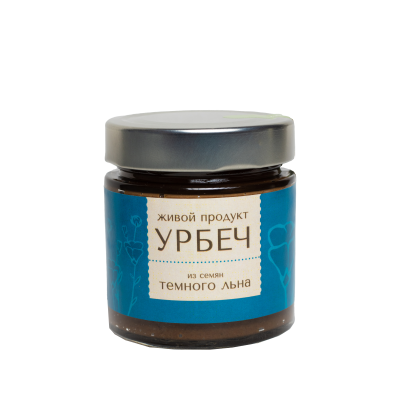 Урбеч из семян темного льна, 200гр., (новый дизайн),Живой продукт