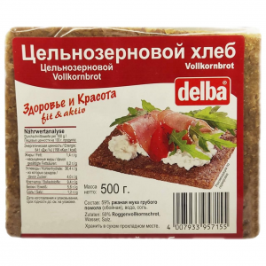 Цельнозерновой хлеб Delba "Здоровье и красота", упаковка 2 шт по 500 гр.