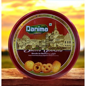 Печенье сливочное Butter Cookies в красной жестяной банке, 340 гр., Danima