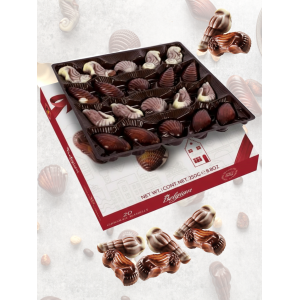 Шоколадные конфеты Chocolate Seashells, коробка с красным бантом, 250 гр., The Belgian